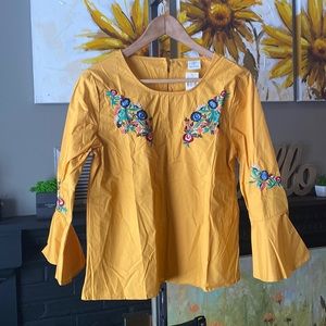 Medium yellow embroidered tunic Top